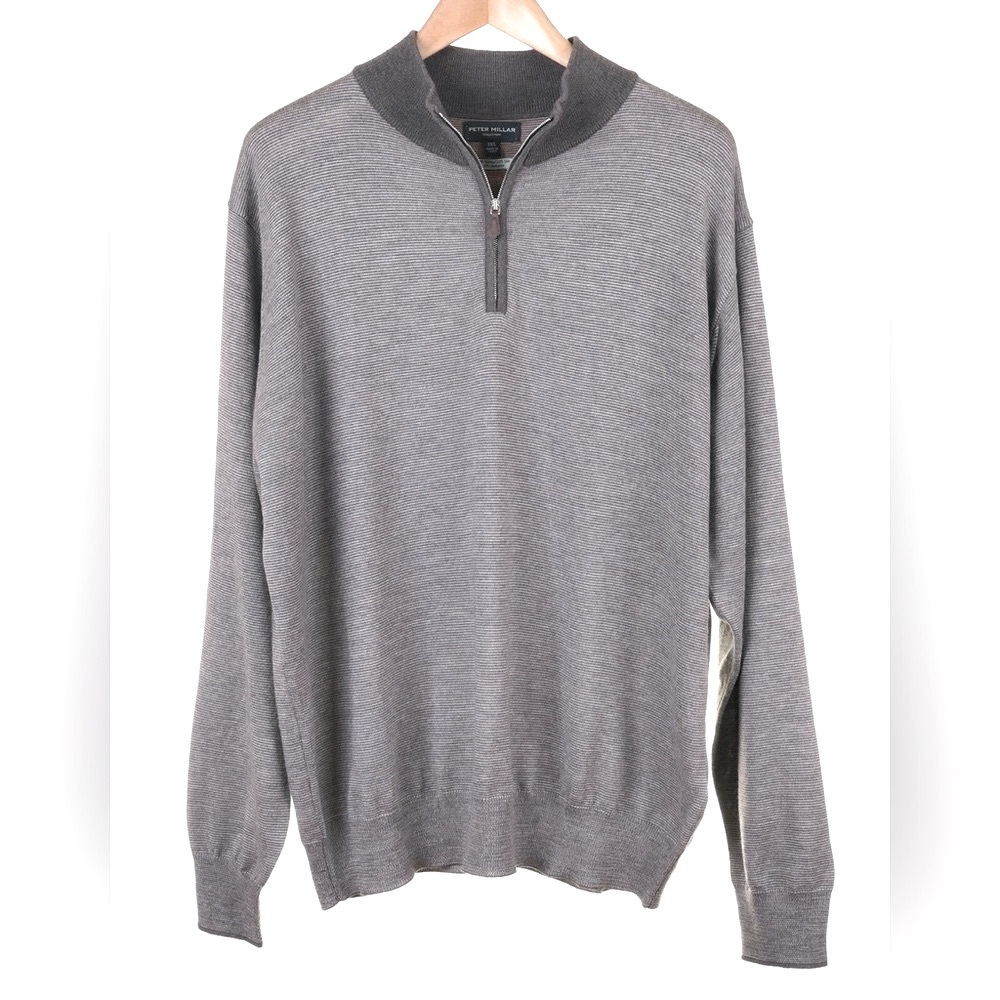 Peter Millar Gray Quarter-Zip Sweater – Size 2XL